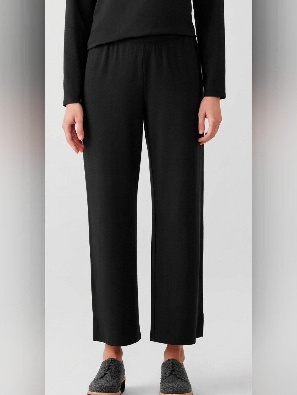 Eileen Fisher NWT Black Straight Ankle Jersey Knit Pants Size M
